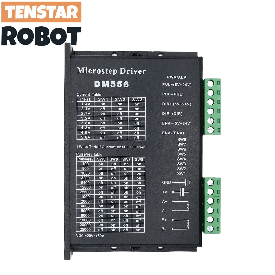 Vodič motora Microstep DM542 DM556 vliekajúci pre 42 57 Krokový motor NEMA17 NEMA23 napájacie napätie 20-50V DC 1-5.6A