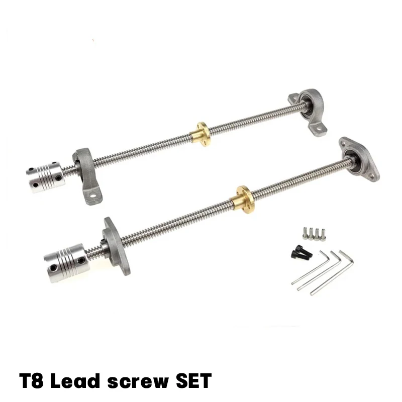 Vodič T8 olovnaté olovo 8 mm 500 mm 400 mm 350 mm 200 mm 100 mm Vertikálna horizontálna súprava KFL08 alebo KP08 s matičným ložiskom CNC 3D dielov