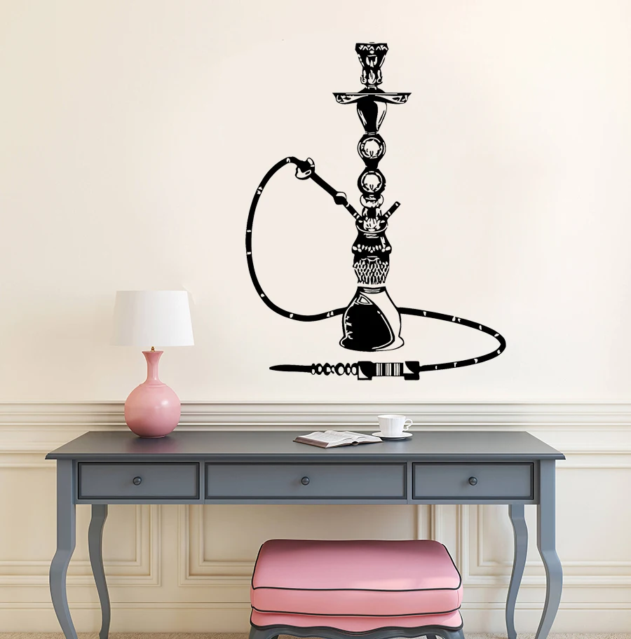 Vodná fajka shisha silueta stena nálepka domov dekor obývacia izba dym fajčenie vinylovej obtisky spálňa kaviarne kaviareň Bar salóniky nástenná maľba D451