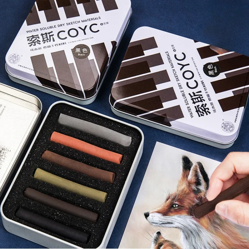 Vodná rozpustná skica maľba farebná prášková palica železná skrinka Set Artist Such Dry Wet Dual-Purpose uhlie tyčinky umenie uhlia ceruzky