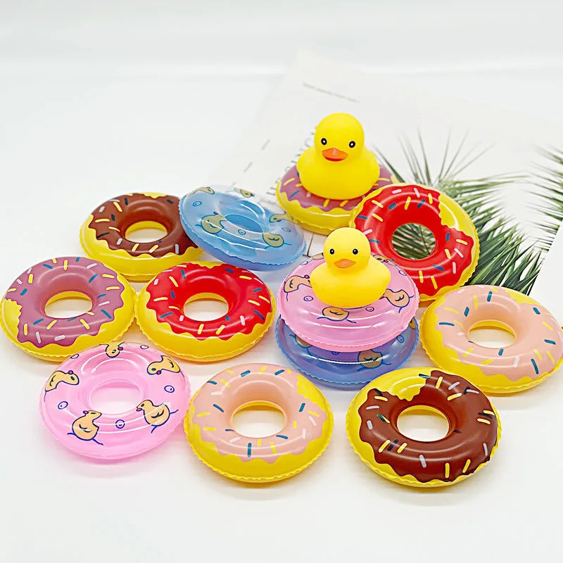 Vodné hry nafukovacie kúpaliská hračky Mini Detská kúpanie kúpaliská Donuts Šišky Little Yellow Duck Basyming zdobia