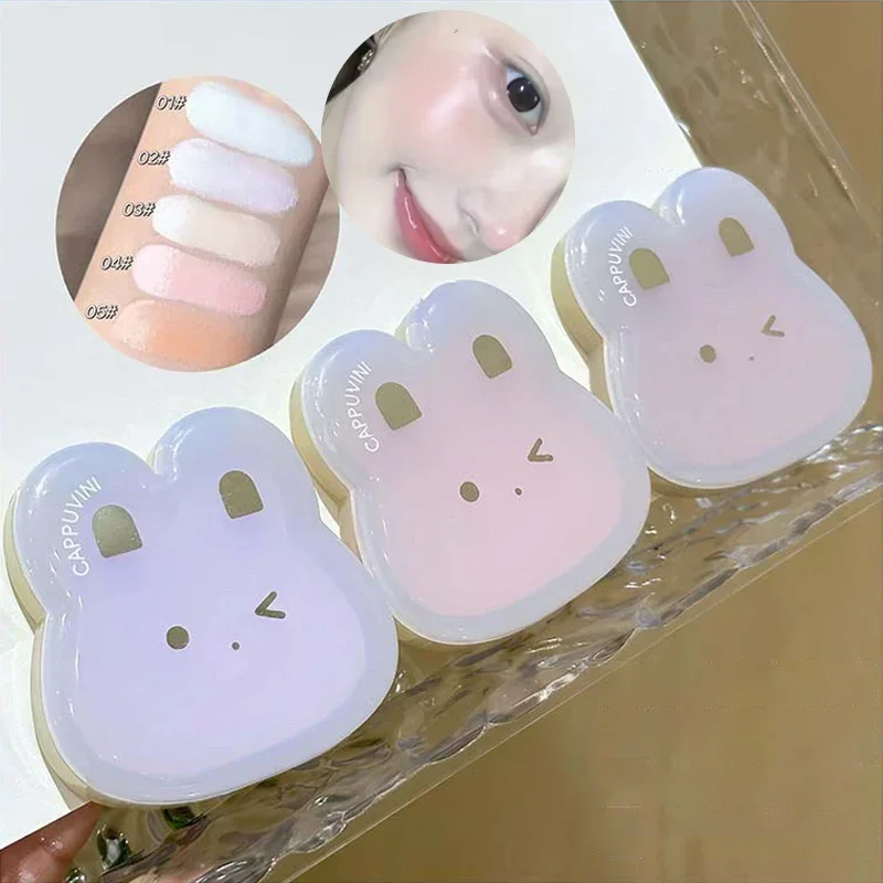 Vodné svetlo krém na červenanie matného viacúčelového zvýrazňovacieho krému roztomilý králičie tvar Blusher Pink Purple lícny odtieň make-up rouge krém