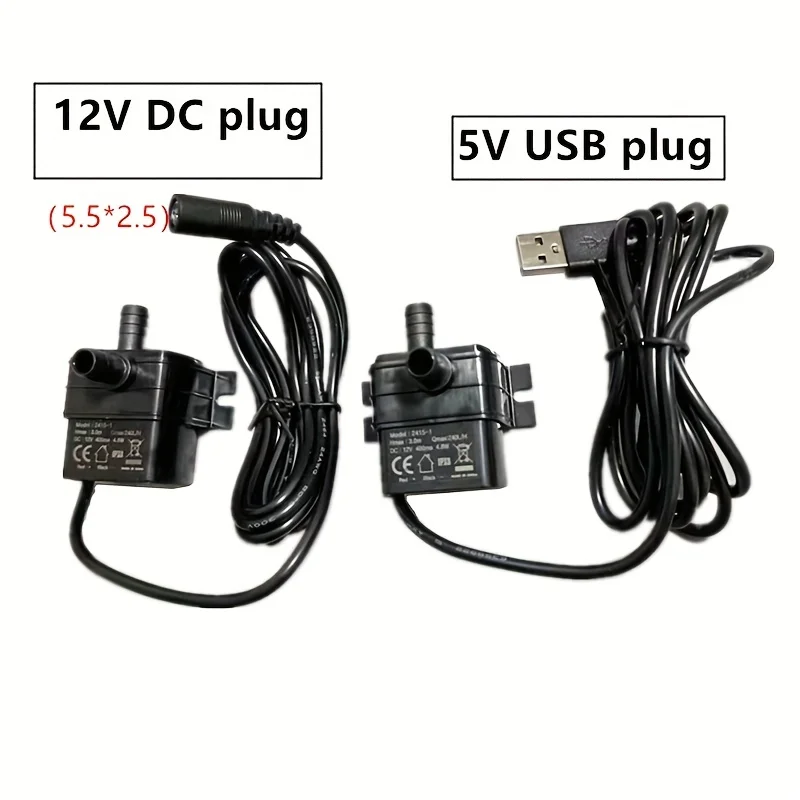 Vodné čerpadlo 12V bazénové čerpadlo 5V USB zástrčka 4,8 W 240L/h vodné čerpadlo Pet Vodné čerpadlo vhodné pre akvárium Rockery Fountain Pums Power Supply 3a