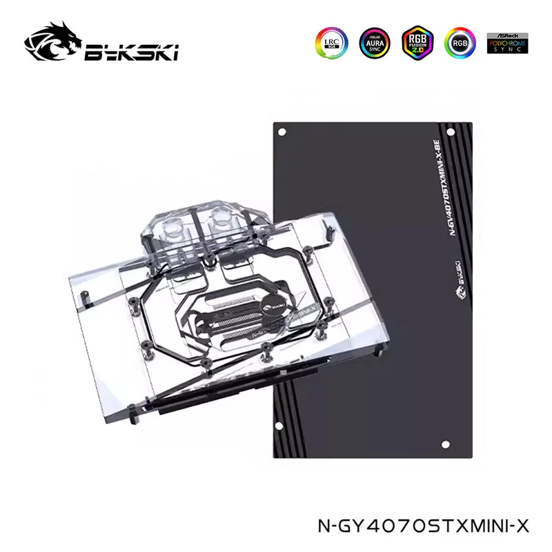 Vodný blok Brskski pre Gainward GeForce RTX 4070 Super Mini Graphics Coat Cool s zadnou doskou, N-GY4070stxmini-x