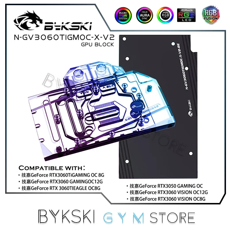 Vodný blok GPU GPU pre Gigabyte GeForce RTX 3060 Ti Eagle/Vision/Gaming OC Pro 8G, GPU Radiator VGA Cooler, N-GV3060tigMoc-X