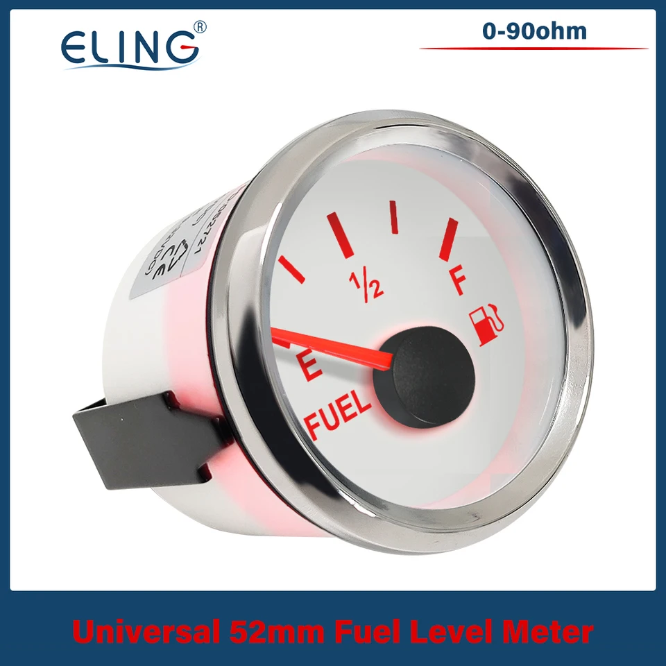 Vodotesná a prach odolná voči 52 mm meracieho meracieho meracieho meracieho priemeru 0-90OHM s červeným podsvietením pre loď nákladných automobilov 12 V 24 V