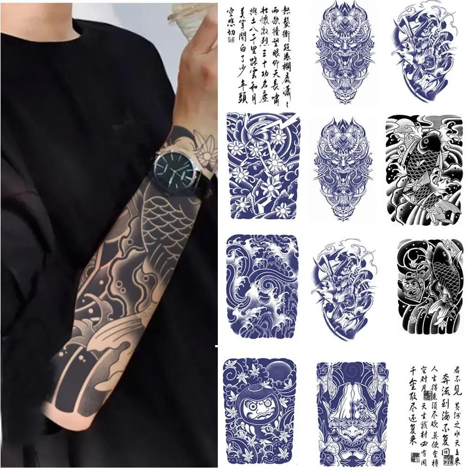 Vodotesná džúsová nálepka polotrvalá nereflexná tradičná tradičná kvetová rameno Brocade Tattoo Sticke tetovanie