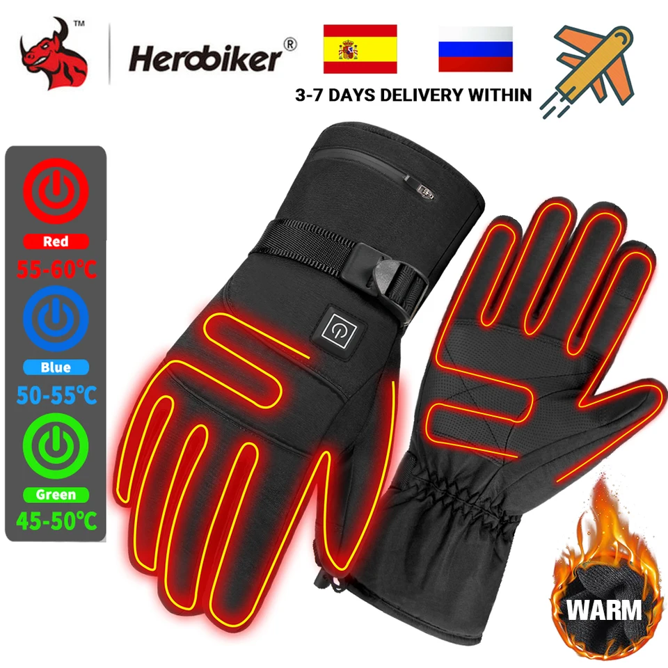 Vodotesné motocyklové rukavice vyhrievané Guantes Moto zahrievanie USB Ručné teplé elektrické tepelné vyhrievané rukavice rukavice napájané rukavicami