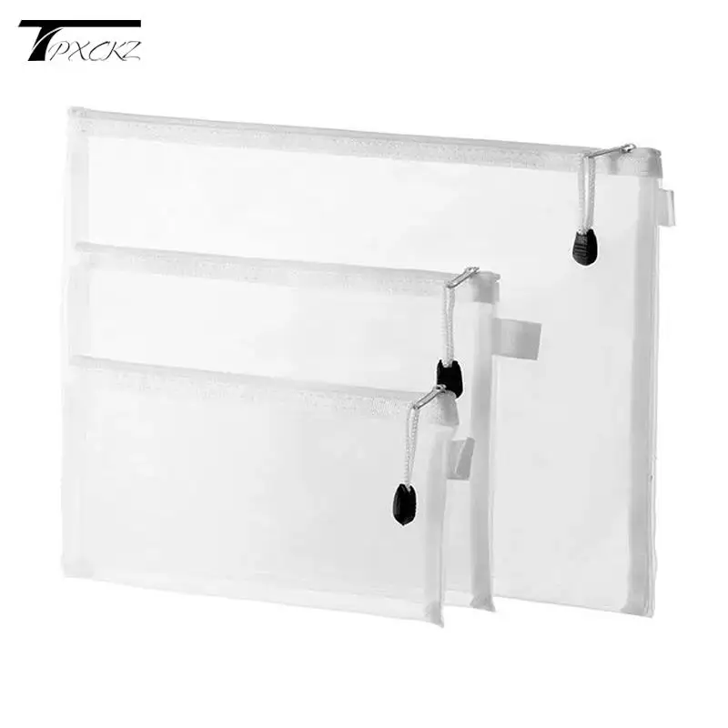 Vodotesné priečinky ZIP A4/A5/A6 Mesh Zipper Petouch Dokument Bag School Office Dodávky Cencil Case 1 kozmetické tašky na kozmetické make -upy