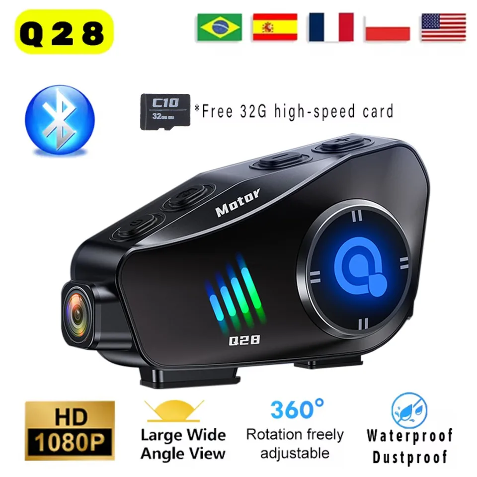 Vodotesný bezdrôtový fotoaparát IP66 bezdrôtový fotoaparát SUPER so širokouhlým objektívom WiFi Bluetooth Headset 1080p HD Motorcycle Helma Q28