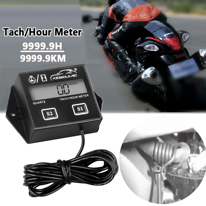 Vodotesný digitálny motor Tach Hour meter tachometer