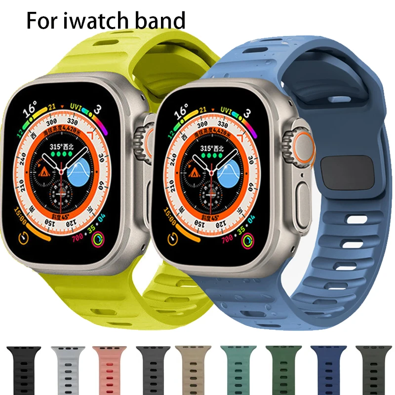 Vodotesný popruh pre Apple Watch Band 9 8 7 41 mm 45 mm ultra 2 49 mm Silione Correa náramok pre IWatch Series 6 5 4 SE 44 mm 42 mm