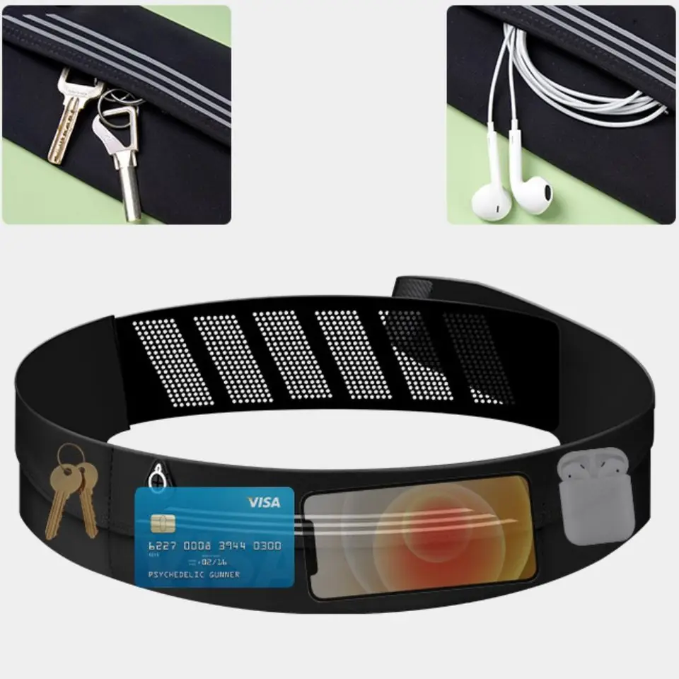 Vodotesný pás bežecká taška Rozšírte remienok Lightweight Sports Fanny Pack nastaviteľné prenosné dámske telefónne doplnky