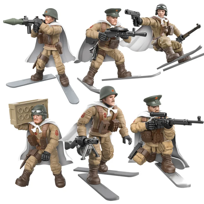 Vojaky vojenského Sovietskeho zväzu z druhej svetovej vojny Batisbrick Mega Building Block Block Blox World War Army Forces Akcie postavy zbraní tehla hračky na darčeky