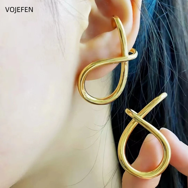 VOJEFEN 18K veľké obruče náušnice príslušenstvo AU750 skutočné zlato Originálny luxusný dizajnér šperky estetické pravé čisté uši piercing