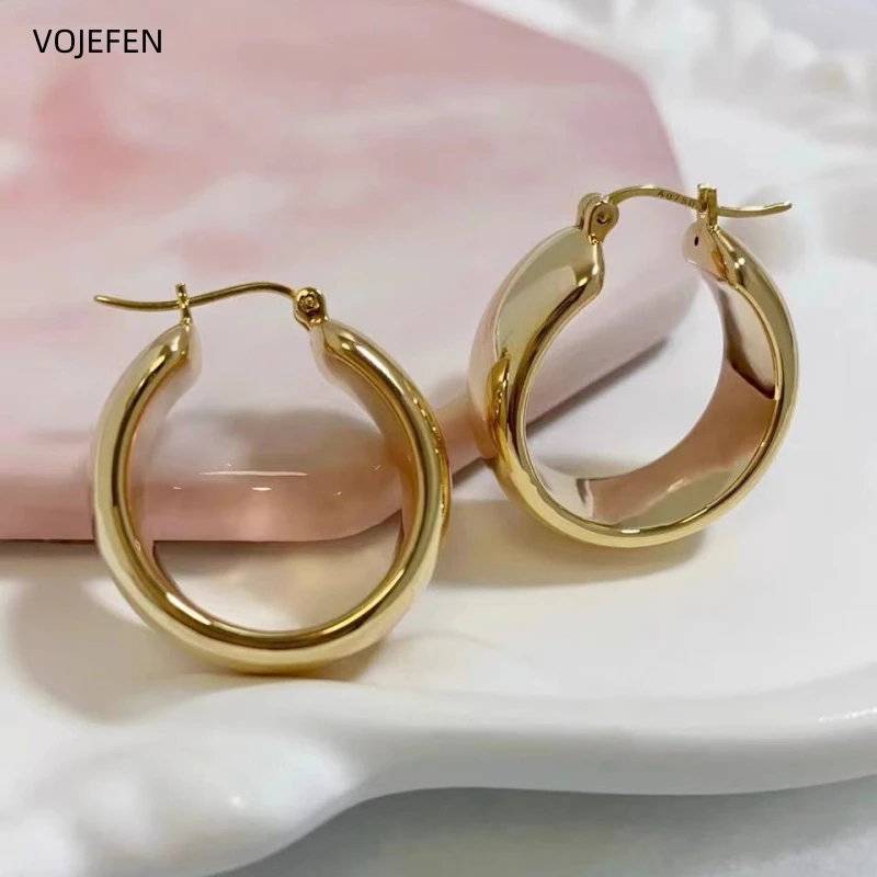 Vojen 18k čisto zlaté obruče dizajnér luxusné náušnice šperky Au750 skutočné zlaté prstene Hook Žena pre piercing Earing Luxusné šperky