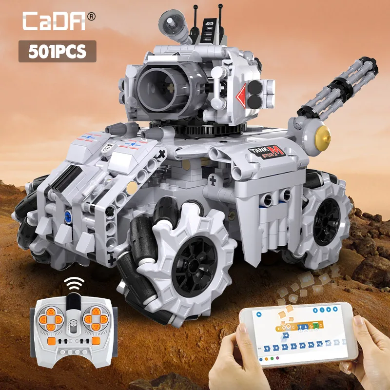 Vojenská aplikácia CADA City Vojenská aplikácia diaľkové ovládanie elektrických nádrží budovy MOC Off-Road RC Racing Car Thins Hračky