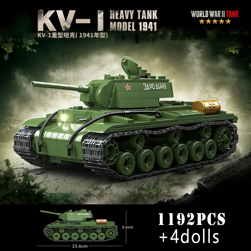 Vojenská svetová vojna Ruský T-34 KV-1 ťažké tankové bloky WW2 Panther Sherman Tiger Panzer MAUS Tanks Detské hračky