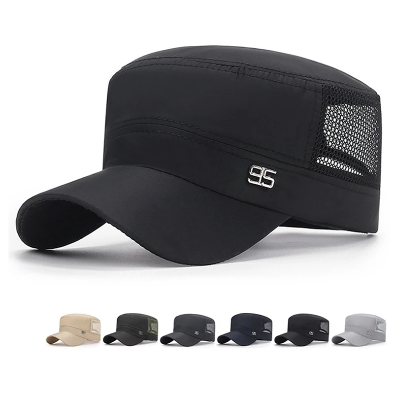 Vojenské klobúky Sailor Kapitán Caps Summer Men Ženy baseballová čiapka priedušná sieťovina Visors Hat Trucker Snapback Flat klobúky hlavy hlavy