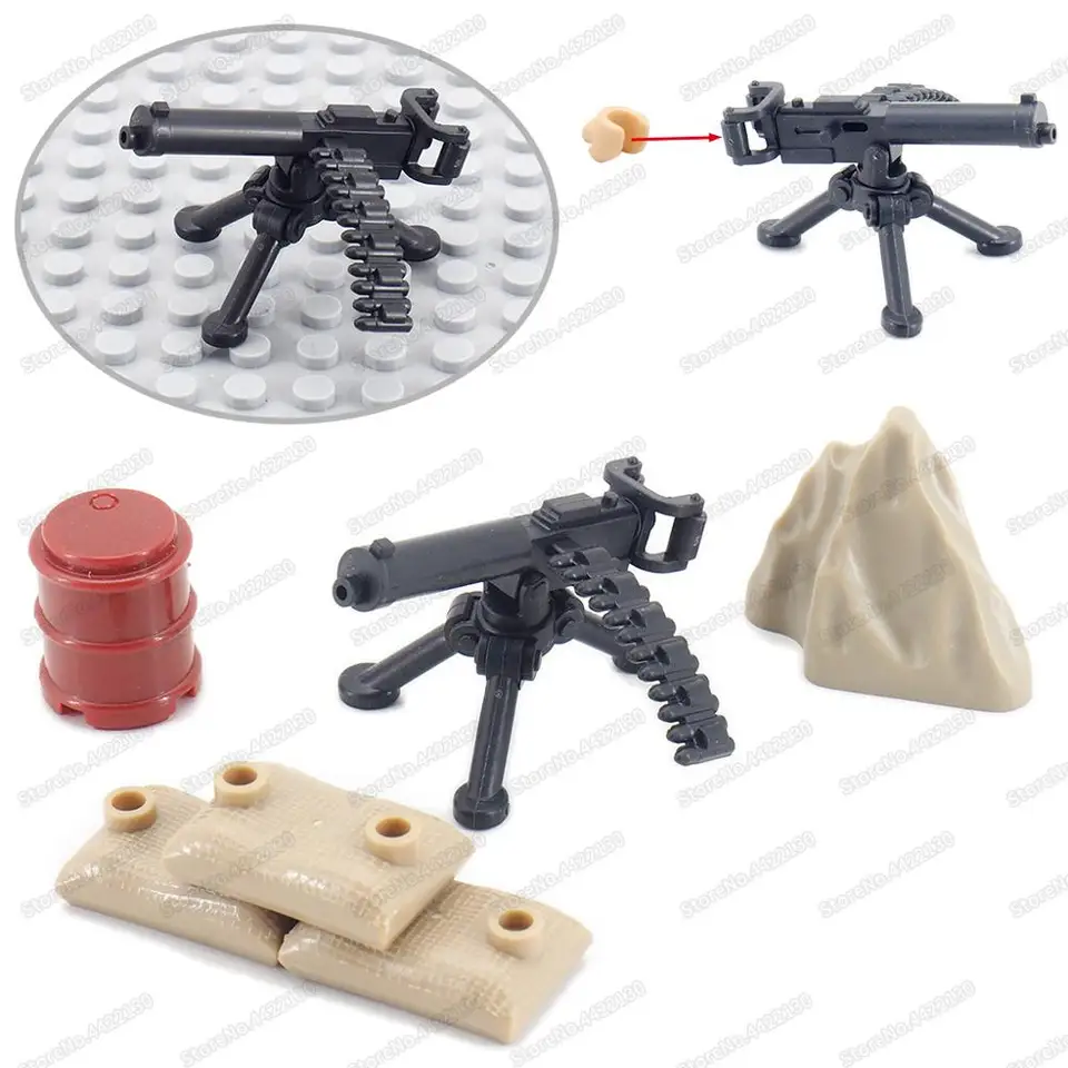 Vojenské postavy Maxine Heavy Gun Gun Weapons Build Block Equipment DIY WW2 Army Battlefield Model MOC vianočné darčeky hračky