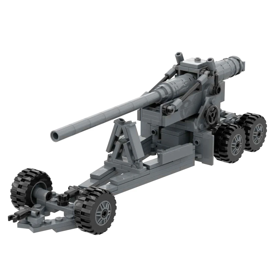 Vojenské zbrane hračka Long Tom M1 155 mm Gun Build Block Set Educational Creative Model Bricks Darčeky s dvoma vojakmi