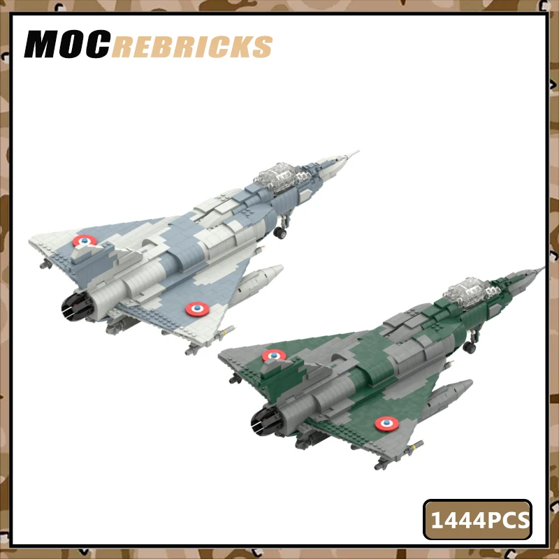 Vojenské zbrane MOC stavebné bloky Francúzsko Airforce Classic Mirage 2000 Fighter Aircraft Model Model tehly Hračky Vianočné darčeky