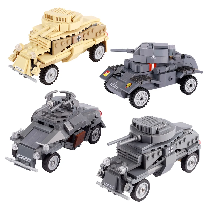 Vojenský tank z druhej svetovej vojny SDK FZ222 Model UK T17 Deerhound MOC Building Block Bloft