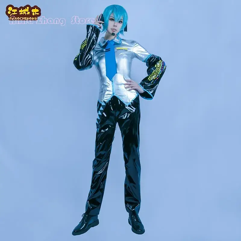 Vokalid cosplay mikuu mužský kostým cosplay cosplay cos cos Male Cosplay patent kožený kostým slúchadlá slúchadlá parochňa darček
