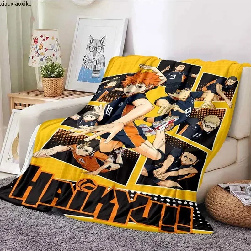 Volejbalové anime kockované haikyuu prikrývky Coral Fleece Plush Decoration Miya atsumu Manga Soft Hrow prikrývky na cestovnú prikrývku postele