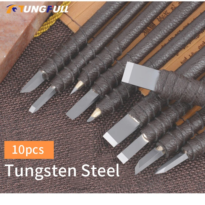 Volfrámový oceľový rezbársky nôž vyrezávané kamenné súbory Knife Kamenný rezbársky nôž na gravírovanie náradia Chisel Craft Tools pre rytie