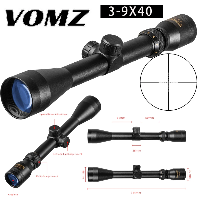 Vomz 3-9x40 Lov taktický optický pohľad drôt drôt vzduchová puška Crossbow MIL RIFLE SPORUP