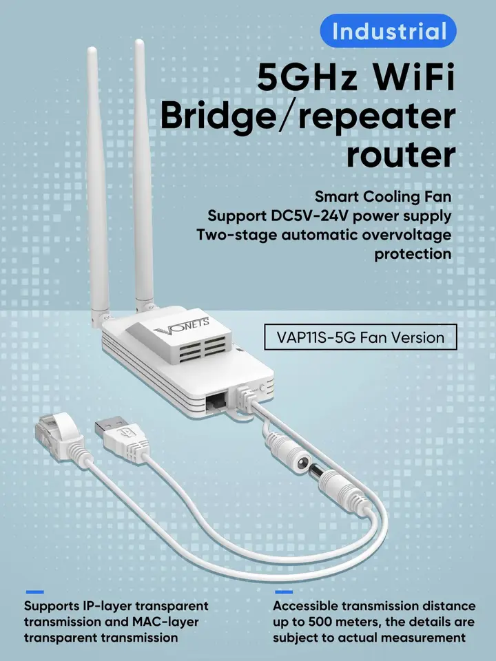 Vonets 5GHz WiFi Router/Bridge Wireless Repeater Ethernet RJ45 WiFi Convert pre IP tlačiareň Monitor Fish Finder SPAP11S-5G Withfan