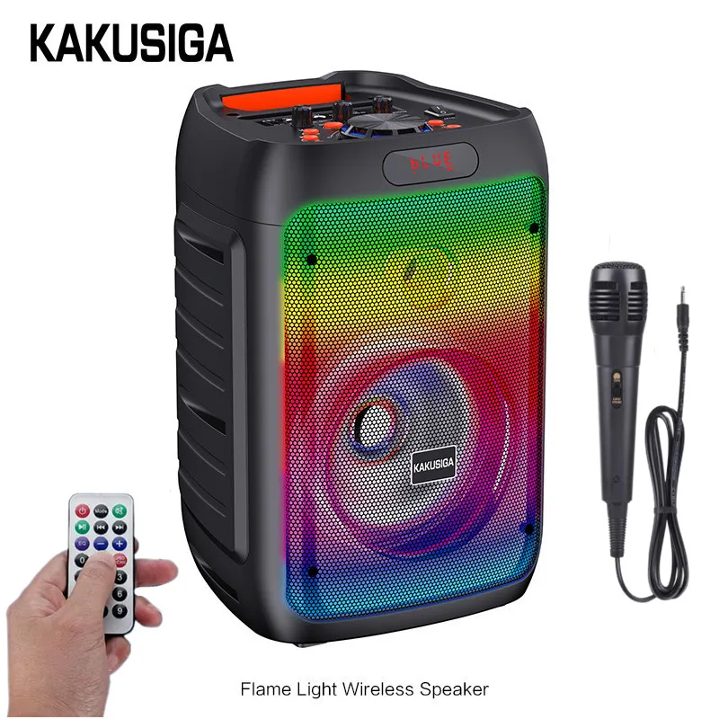 Vonkajšia 8 -palcová párty karaoke mikrofón Bluetooth Reproduktor prenosný bezdrôtový subwoofer veľké kapacitné reproduktory s plameňovou lampou FM