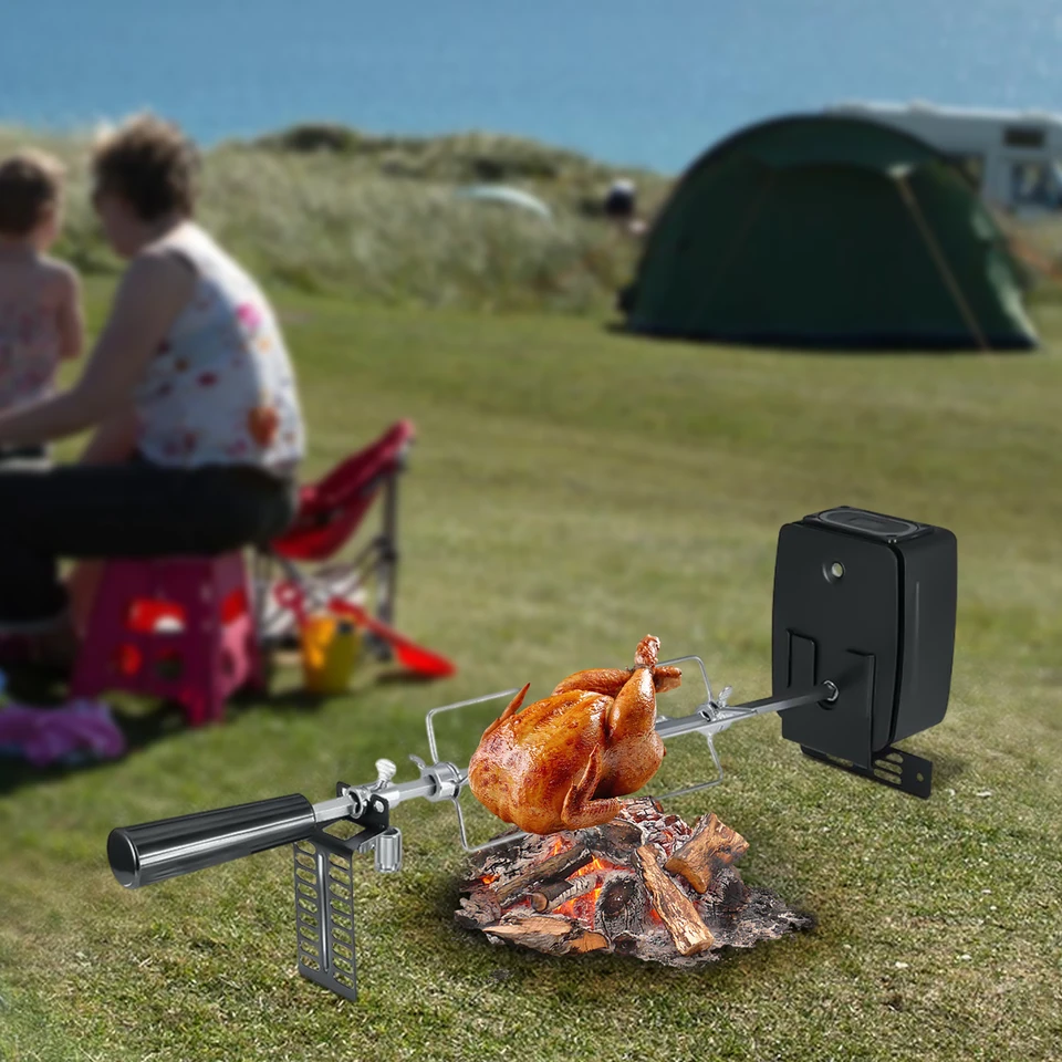 Vonkajšia súprava rotisserie Electric 360 ° rotácia BBQ Rack Universal Grill Prenosná rúra Mount 15,43 libry Zaťaženie pražiacich grilovacích stojanov