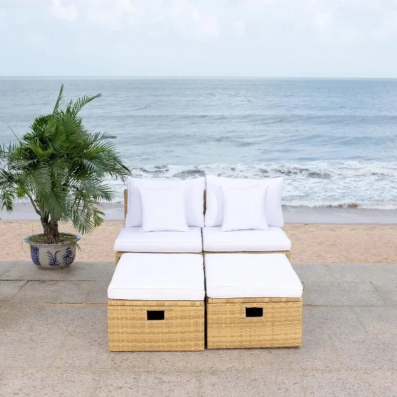 Vonkajšia zbierka Pramla Natural/White Cushion Settee s úložným priestorom (sada 2) PAT7515D ， domov.