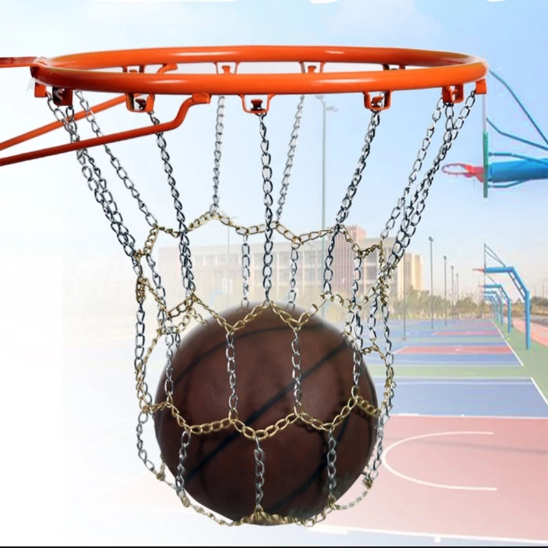 Vonkajšie basketbalové ciele čistý štandardný spletený kovový reťaz basketbalovej siete pre vonkajšiu basketbalovú sieť bránky v vnútornom góle