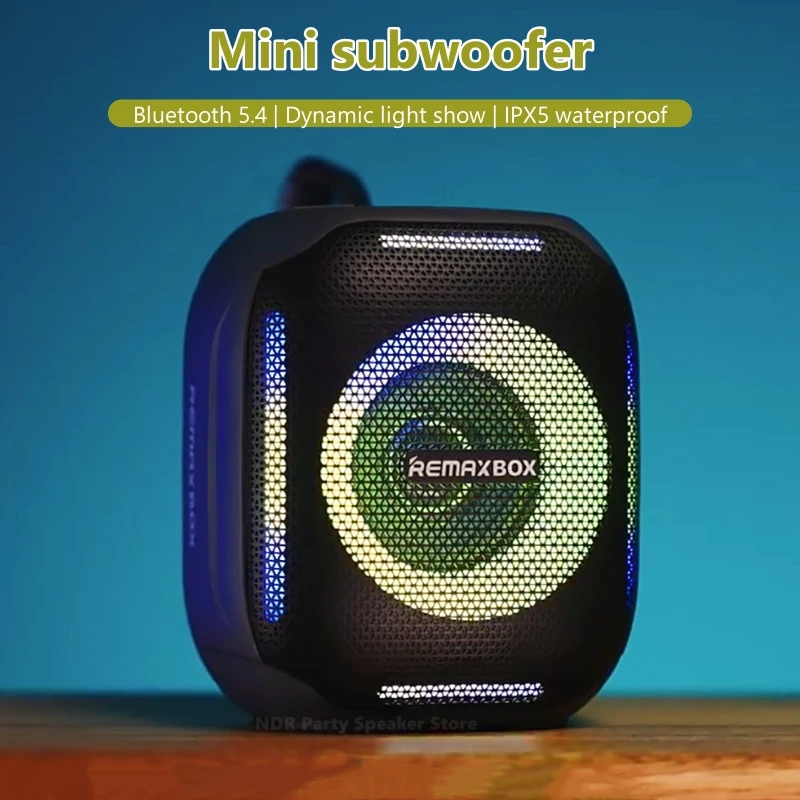 Vonkajšie bezdrôtové reproduktory Bluetooth Malé prenosné prenosné vodotesné plastové subwoofer s RGB Cool Lights Party Music Box