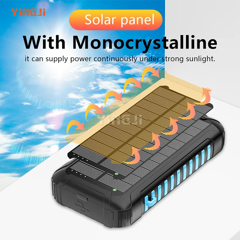Vonkajšie bezdrôtové solárne panely nabíjacie nabíjačka 36800 mAh