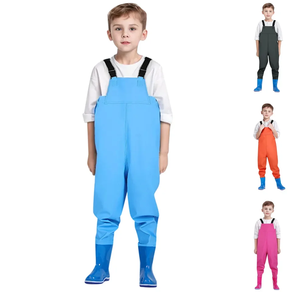 Vonkajšie dievča Boy Fishing Hracie vodné podväzky Dažďové nohavice s topánkami Kids Rybné vodotesné topánky Wader Hunting Pants