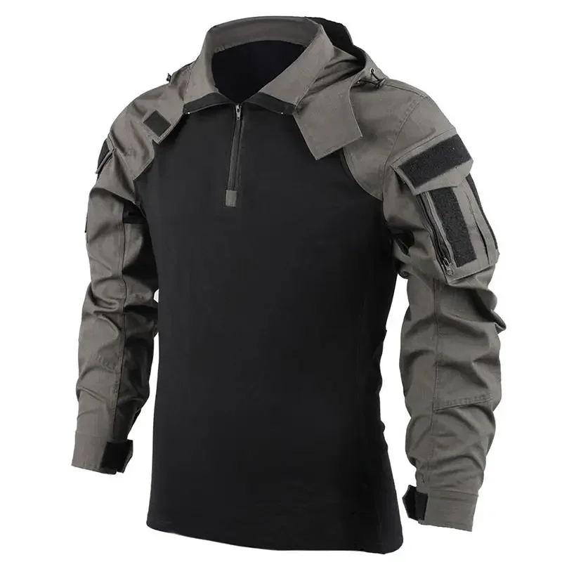 Vonkajšie košele muži Multicam Vojenské uniforma bojové košele taktické košele s kapucňou s dlhým rukávom Paintball Camping Hunting Clothing