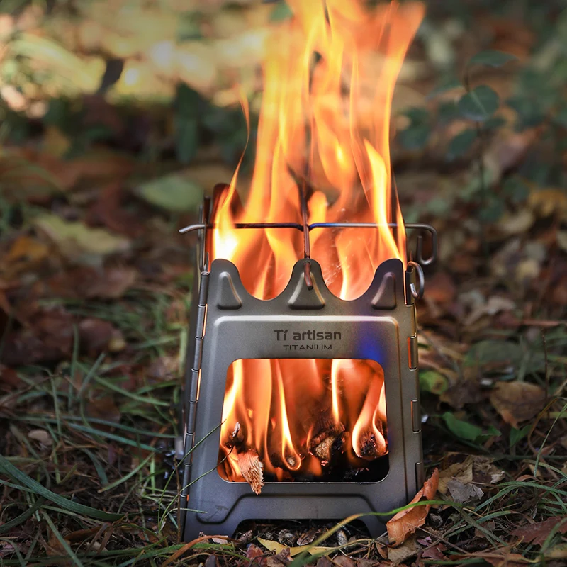 Vonkajšie mini ohnivé jamy Skladacie z nehrdzavejúcej ocele/titánového ohňa kachle záves Wood Wood Burning Stover na kempingovú turistiku