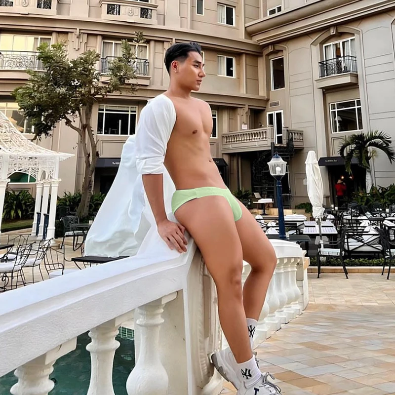 Vonkajšie mužské nohavičky sexy gay pánske krátke bavlna s nízkym pásom mužské spodné prádlo U konvex veľké puzdro Pohodlné calcinha maskulina