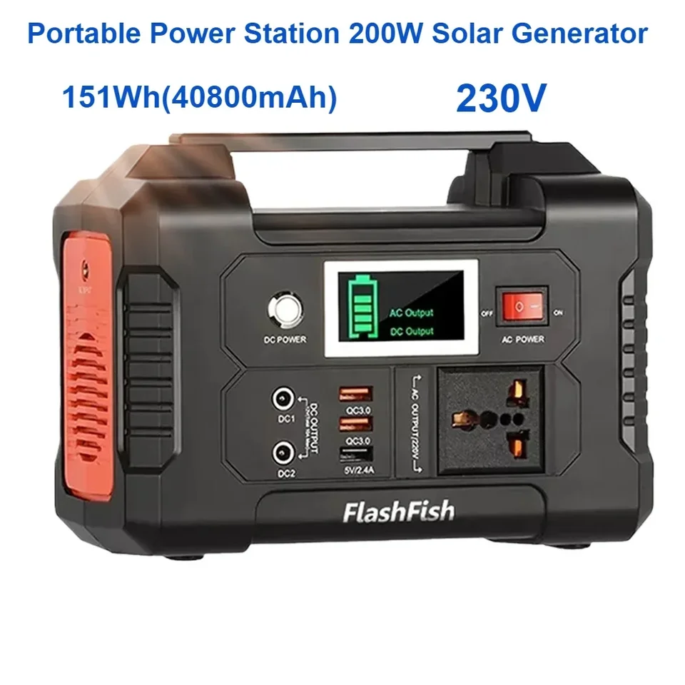 Vonkajšie núdzové dodávateľské kempingové kemping TV Dron prenosný prenosný počítač 230V Prenosná elektráreň 200 W solárny generátor 151Wh AC