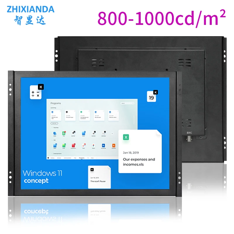 Vonkajšie použitie 17 palcov 1280*1024 800-1000CD/m² Odporné/kapacitné LCD/LED obrazovka Industrial Open Frame Touch Monitor