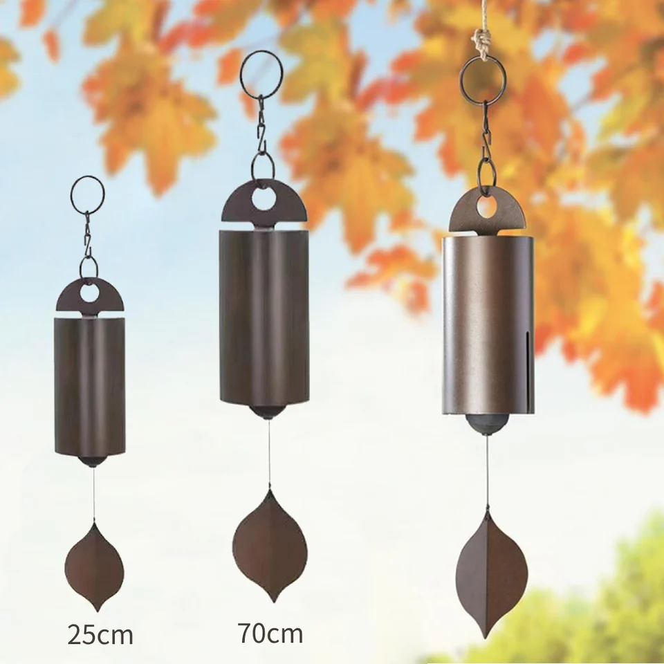 Vonkajšie retro listy vetra zvonkohry rezonancia kovový hlboký tón valc Copper Windchimes Serenity Bell Wall zavesenie domácej dekorácie