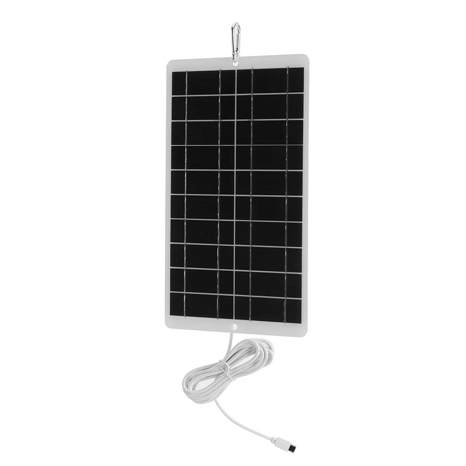 Vonkajšie solárne panely typu-C vodotesné 1600MA 20W 5V Výstup Monolitický kremík Scratchproof pre bezdrôtové vonkajšie bezpečnostné fotoaparát