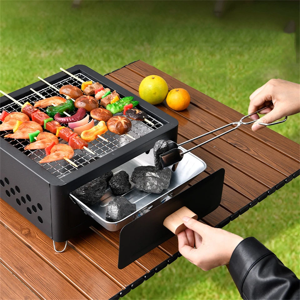 Vonkajšie ultraľahké kovové kovové štvorcové drevené uhlie zimné kúrenie Brazier Prírodná túra Bushcraft Tourism BBQ Grill Fire jamy