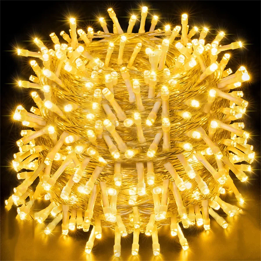 Vonkajšie vianočné struny svetlo 10m 50m 100 m 200 m 500 m mimo záhradného terasy Svadobná strana Garland Light 8 Modes Fairy Light