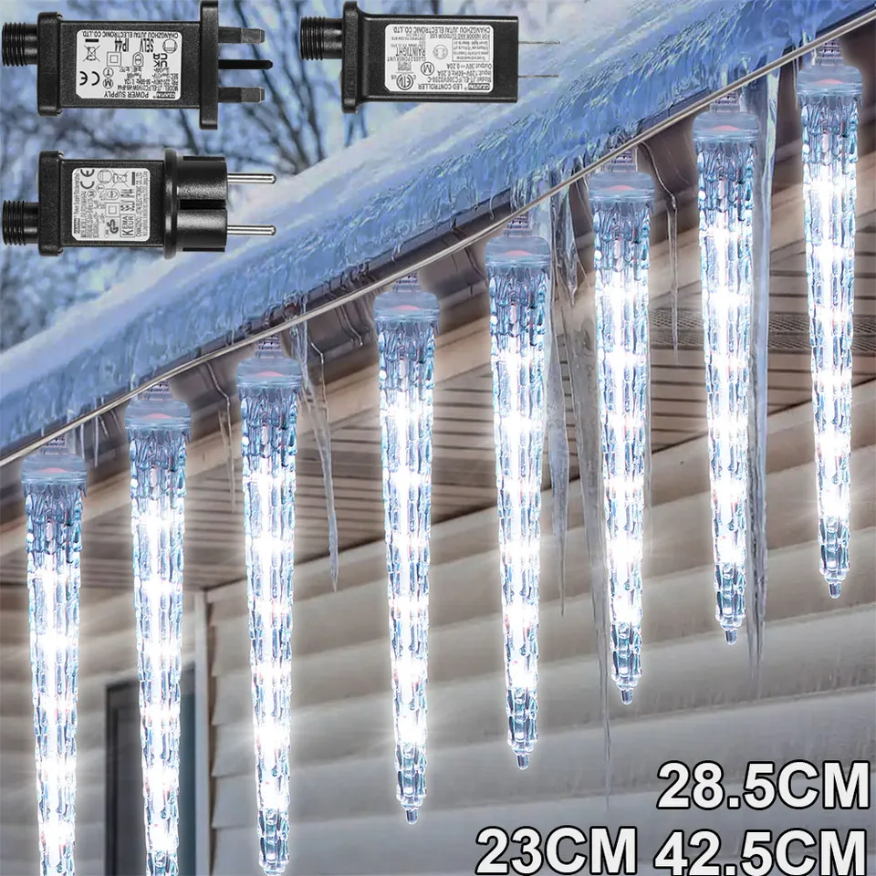 Vonkajšie vianočné svetlá LED meteor sprcha Raindrop Snowing Lights dekor zima EAVE okenné dovolenky zavesenie cencového struna svetla
