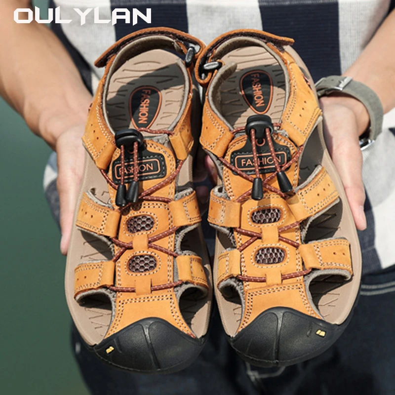 Vonkajšie vodné trekingové plážové topánky leto veľké sandále Pánske dutiny dutých sandálov Plippers Dad's Shoes 38 ~ 48 Veľkosť